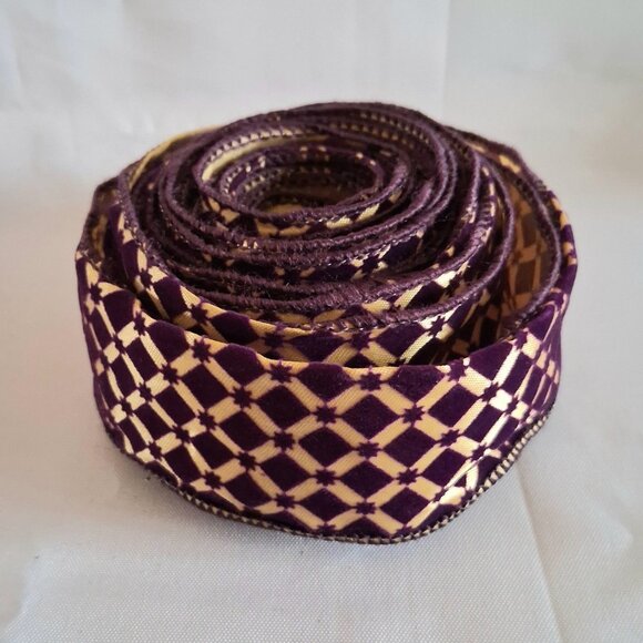 Lot of 3 Vintage Purple And Gold Ribbon Rolls - Picture 5 of 10